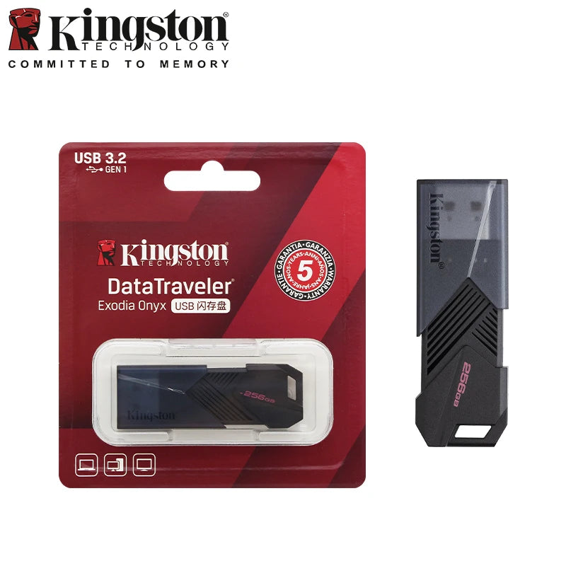 Kingston DataTraveler Exodia Onyx USB Flash Drive 64GB 128GB 256GB USB 3.2 Gen 1 Pen Drive Black DTXOM Flash Drive for Computer
