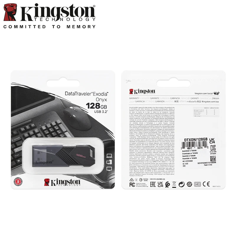 Kingston DataTraveler Exodia Onyx USB Flash Drive 64GB 128GB 256GB USB 3.2 Gen 1 Pen Drive Black DTXOM Flash Drive for Computer