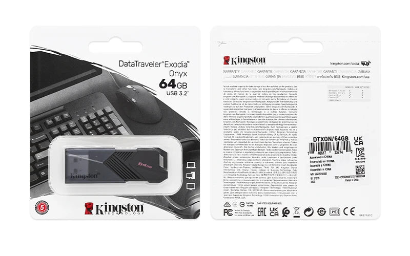 Kingston DataTraveler Exodia Onyx USB Flash Drive 64GB 128GB 256GB USB 3.2 Gen 1 Pen Drive Black DTXOM Flash Drive for Computer