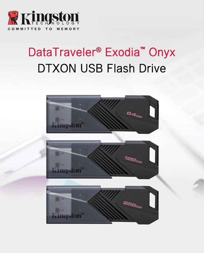 Kingston DataTraveler Exodia Onyx USB Flash Drive 64GB 128GB 256GB USB 3.2 Gen 1 Pen Drive Black DTXOM Flash Drive for Computer